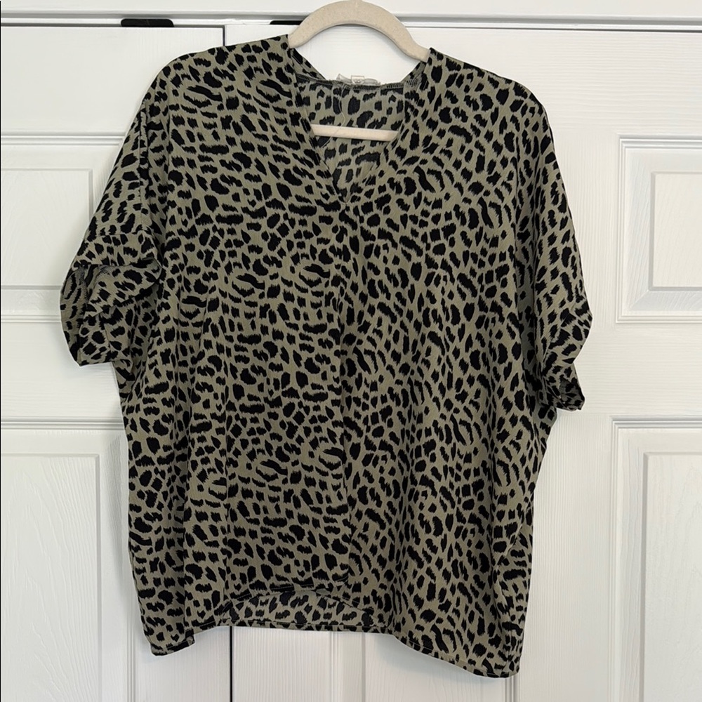 Animal print dolman sleeve blouse